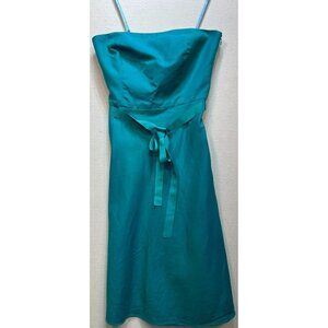 Ann Taylor Women's Belted Mini Dress Sleeveless Summer Size 2 Turquoise Side Zip
